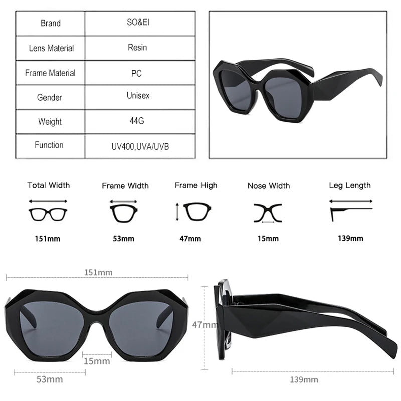 Retro Oversized Irregular Polygon Women's Sunglasses