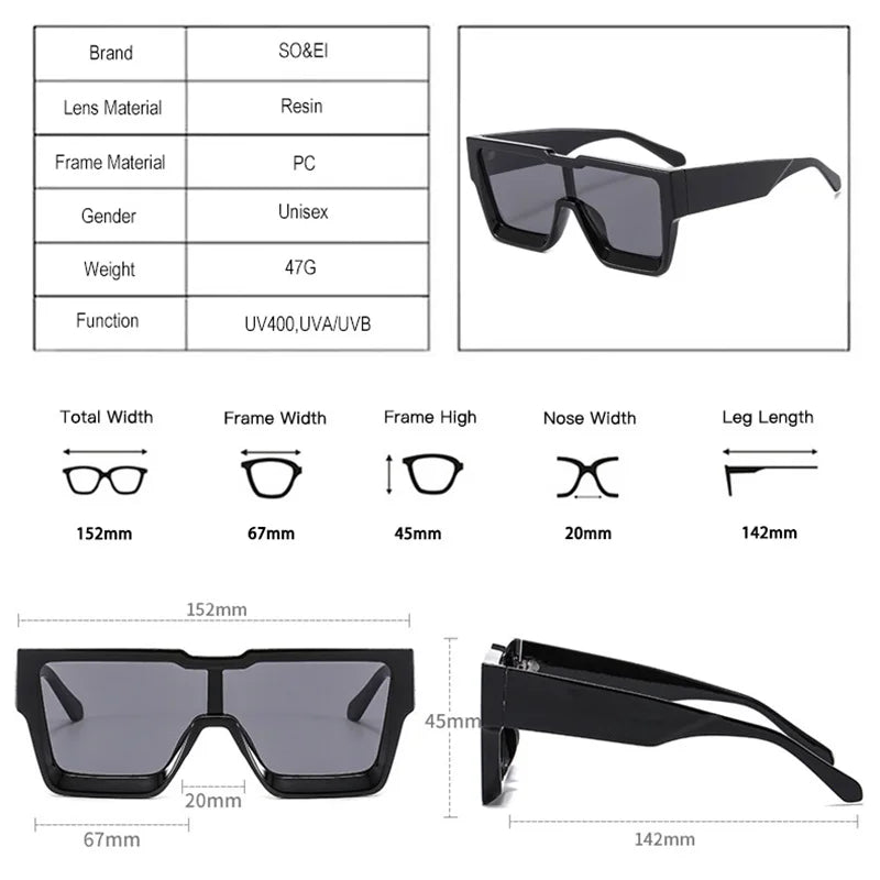 Oversize Retro UV400 – Fashion Square Frame