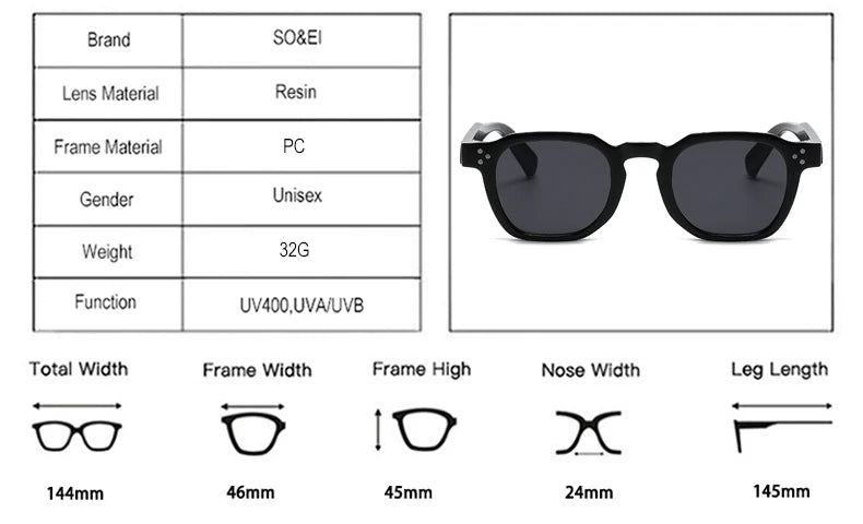 Vintage Square UV400 – Trendy Design
